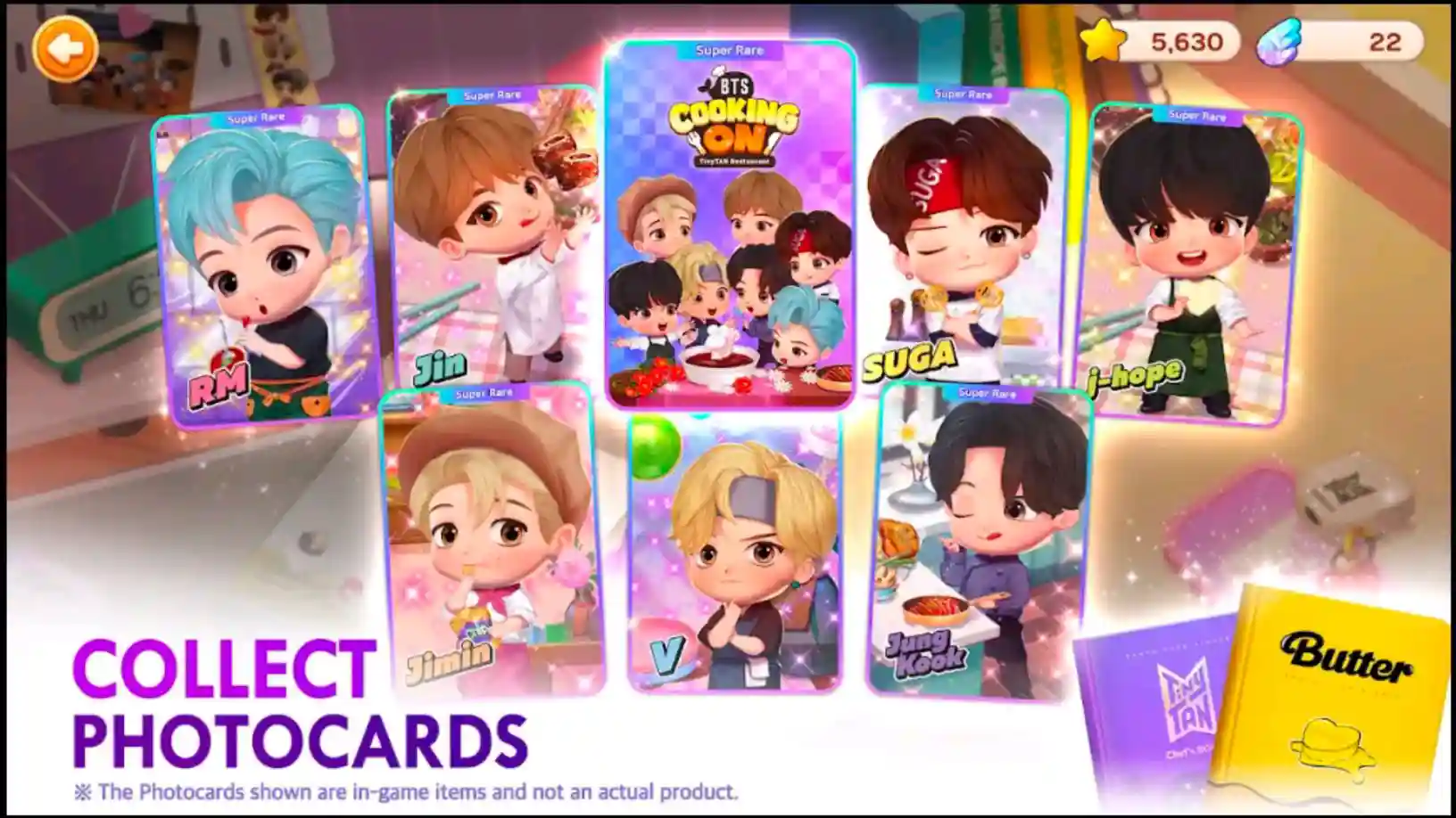 Photocard contaioning all the characters and its rarity.