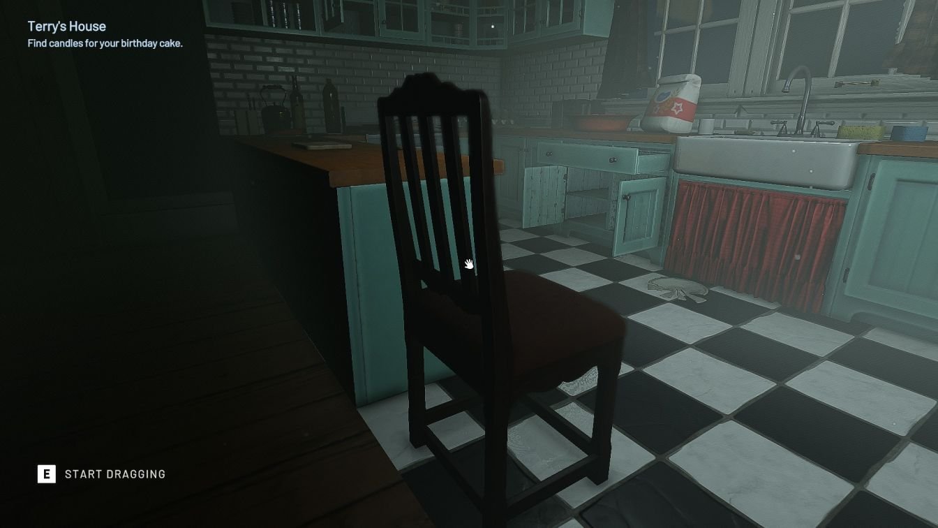 Section: Puzzle 1: Birthday Candles. Nearby text: Look around, and you’ll see that a chair has appeared beside the kitchen counter.