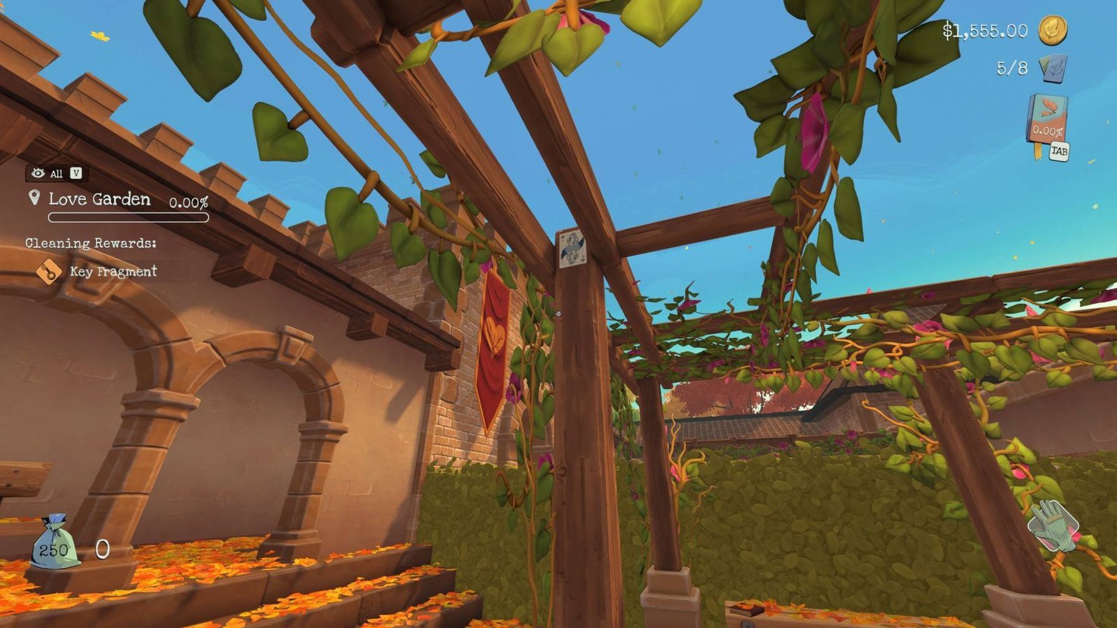 Section: Castle Card #7. Nearby text: On this flower decoration in the Love Garden .
