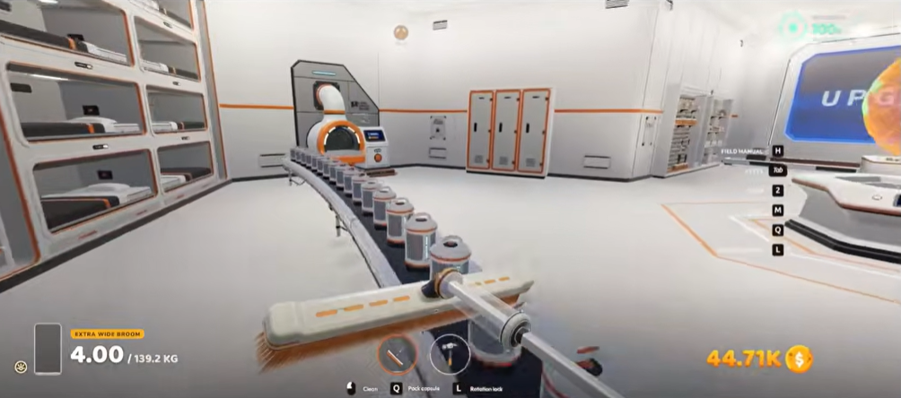 Section: 1. Connect a Capsule Collector to a Conveyor Belt. Nearby text: First, you need to clean some sections, upgrade your tools, and have enough money to afford a Capsule Collector. This will automatically collect all the dust in a capsule. Once done, purchase some con