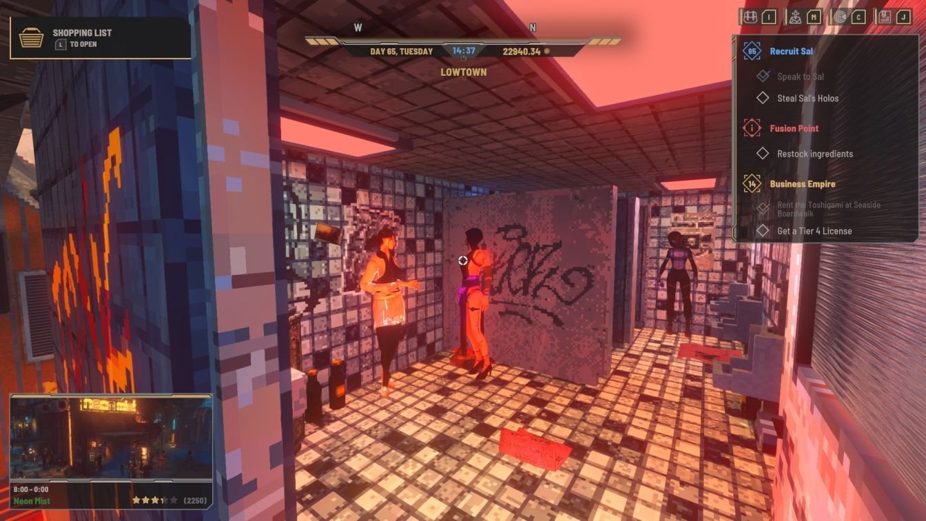 Nivalis Nights Skyhigh Gardens postcard location on the neon mist toilet floor