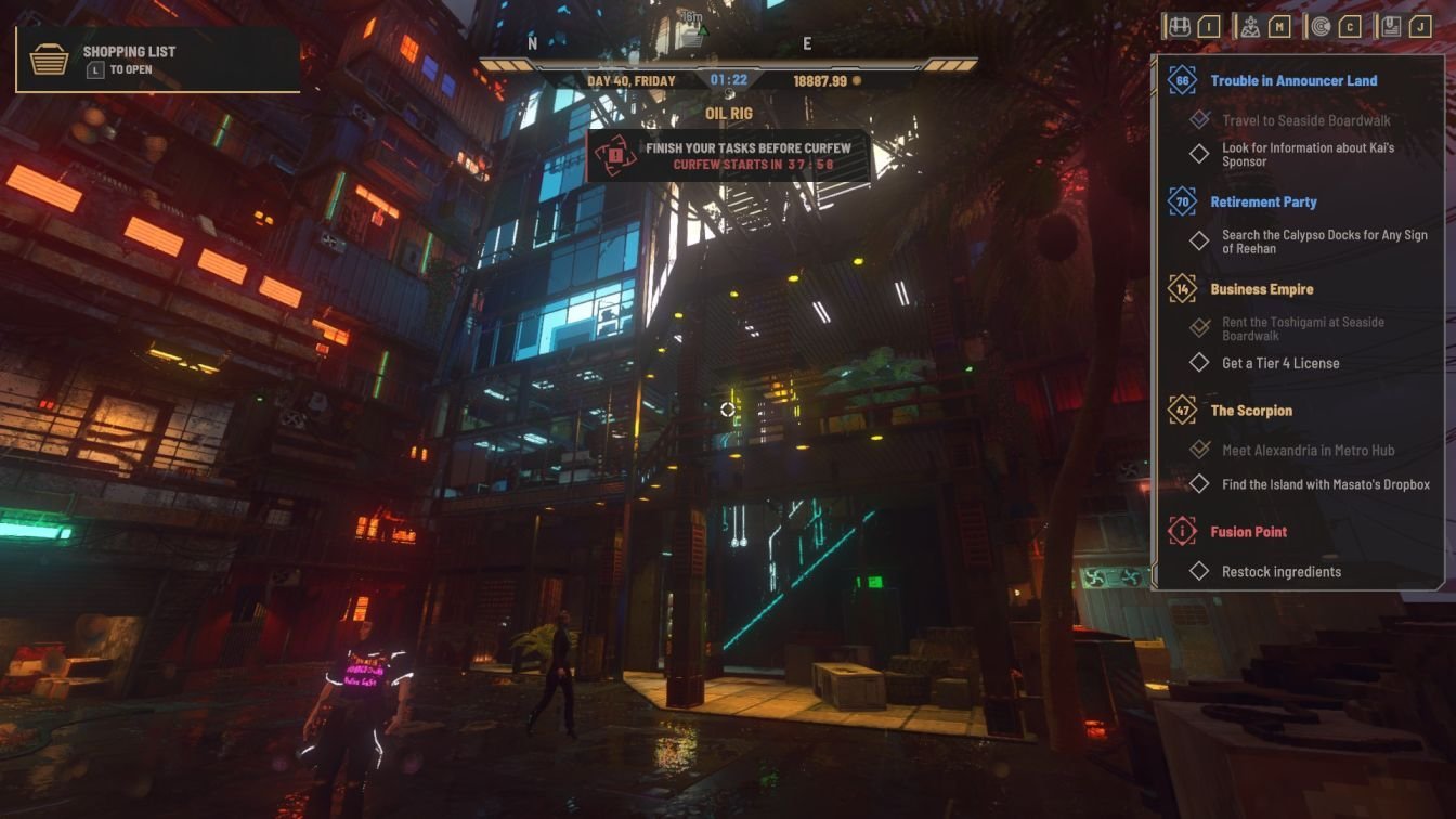 Nivalis Nights Oil Rig Big AIs menu card location on second floor