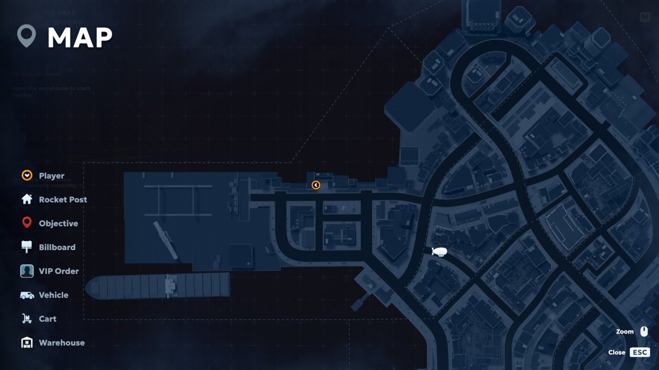 The third robot is inside a small warehouse near the harbor. From the main loop, take the road heading west toward the docks and the large harbor structure.