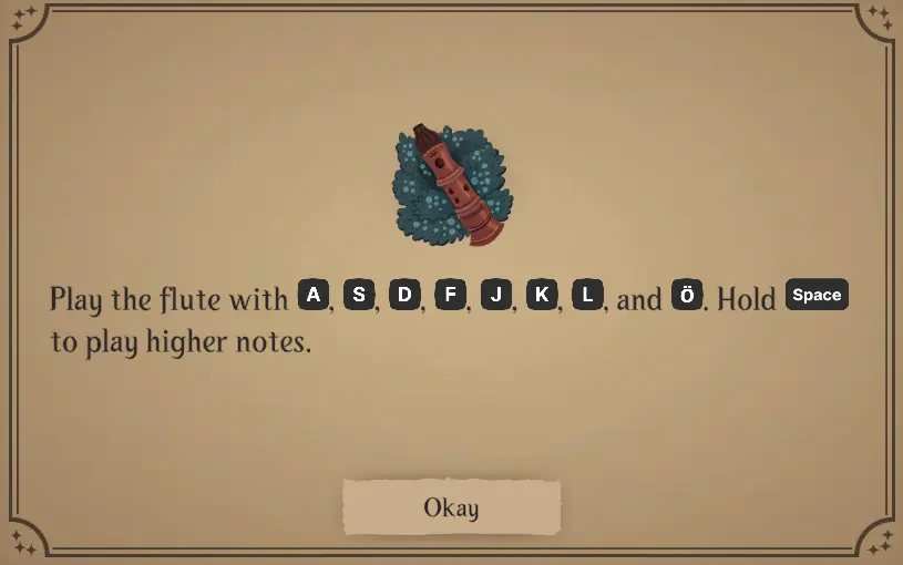 Songs of Glimmerwick character selection screen showcasing the Cobalt Juniper flute option.