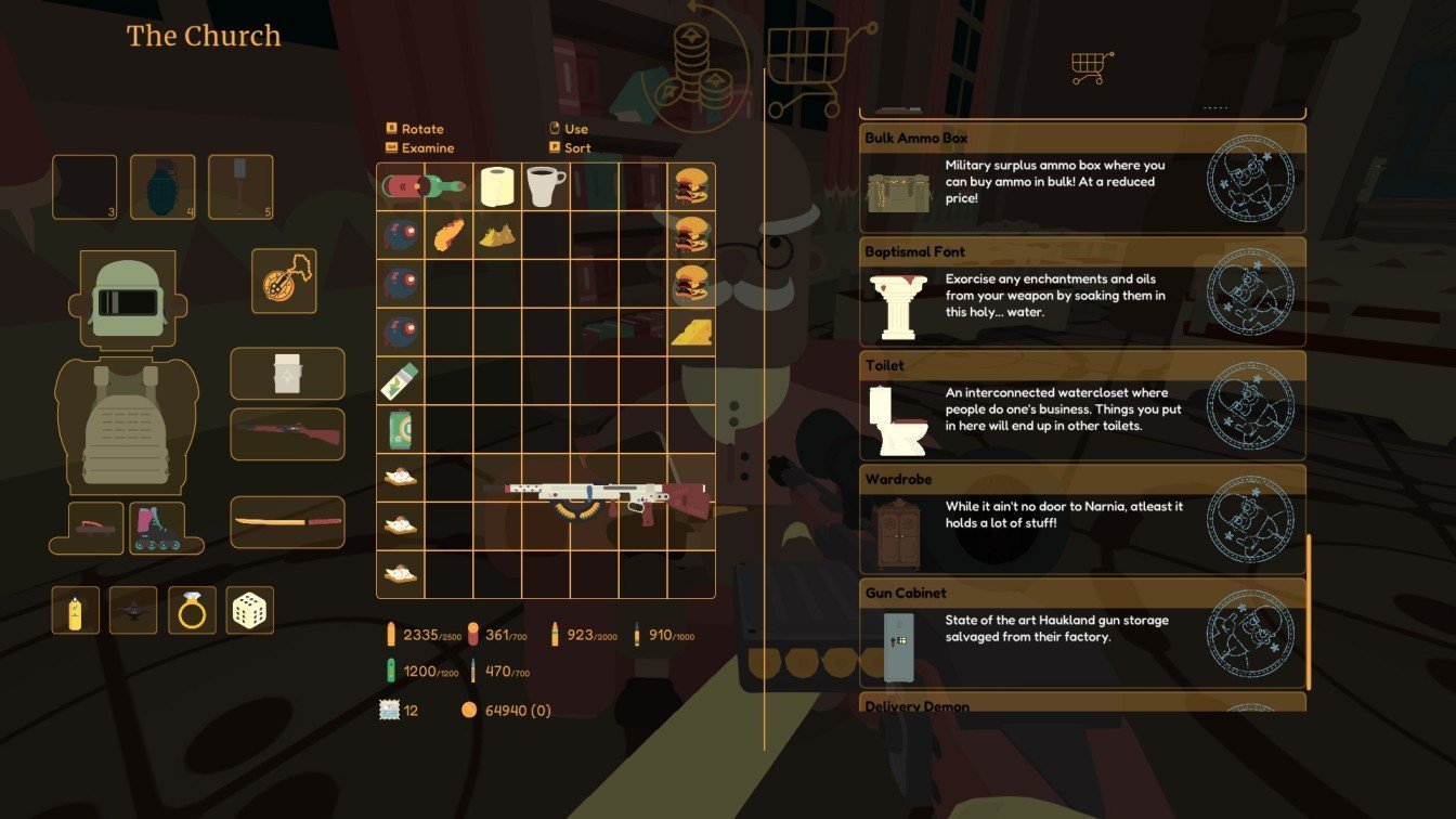 the game SULFUR image showing the setup and vendor near the Baptism Font.