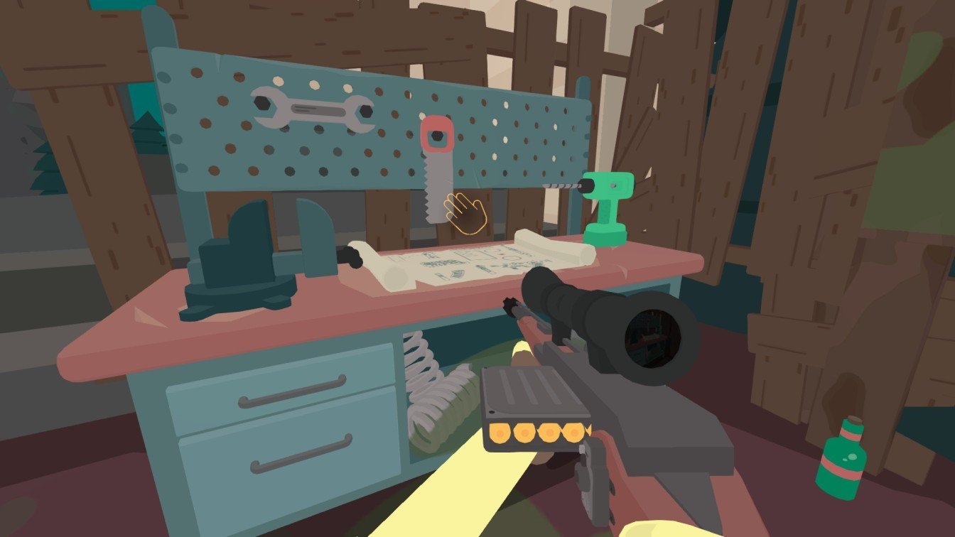 the game SULFUR image showing the workbench location for removing attachments.