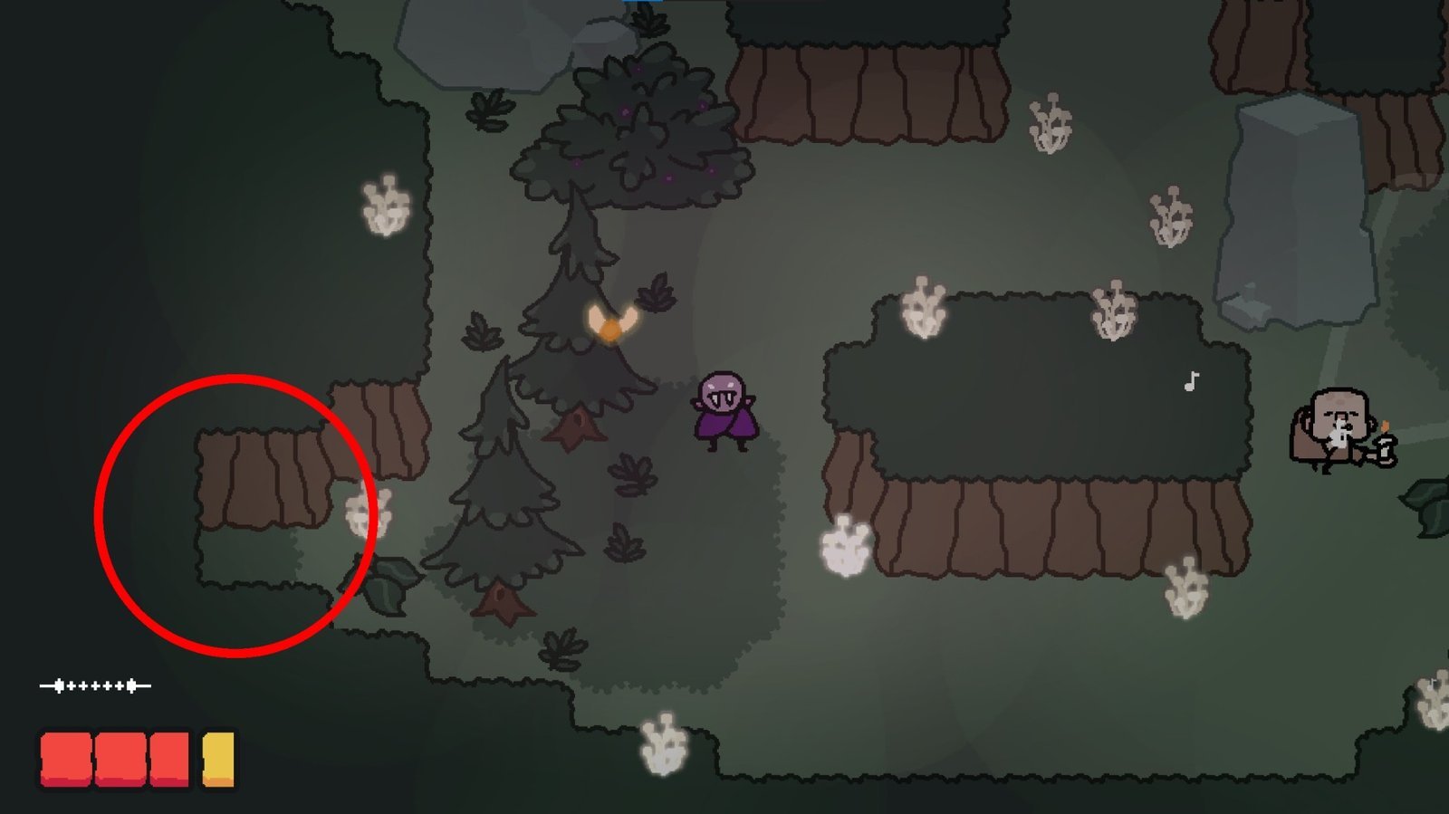 Section: Gnome 1: Secret Path While Following the Spy. Nearby text: Look for a dent in the wall surrounded by darker grass. Enter the hidden path to collect the first gnome.