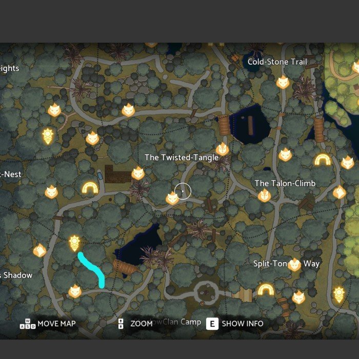 Section: ShadowClan Sun Spots Locations. Nearby text: Other Sun Spots: You can walk directly to their locations.