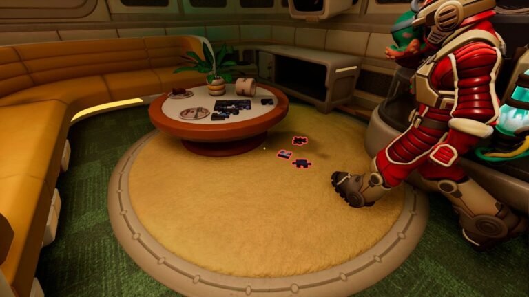 Section: Pieces #1–3: Common Room. Nearby text: Just look at the right side below the table and collect all three pieces before moving to the next location.