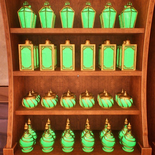 Section: Cabinet 5. Nearby text: Hexlantern Elixir Reliquary Elixir Swirlorb Elixir Spiralspire Elixir